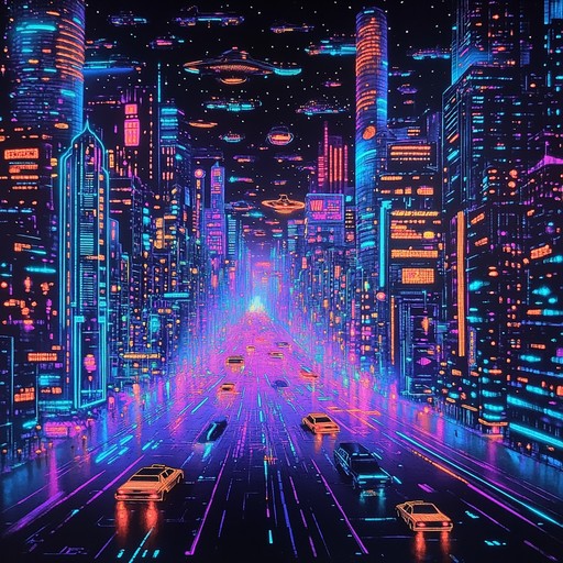 An energetic cyberpunk instrumental featuring futuristic synth melodies, heavy basslines, and pounding electronic drums, embodying the spirit of a high speed night ride through neon lit city streets