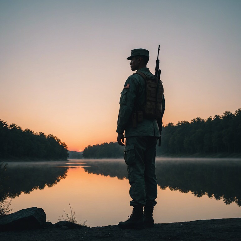 Recreating the sound of remembrance and honor, this composition uses traditional military motifs to portray a soldier's reflective state, focusing on their emotional journey through times of conflict and peace.