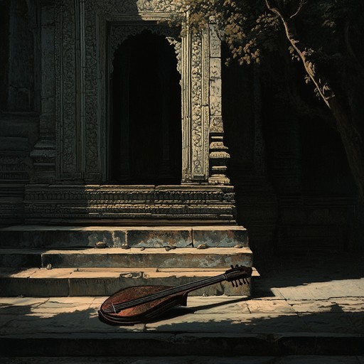 This instrumental piece delves into the shadowy realms of hindustani music, employing haunting sarangi melodies and dissonant ragas to evoke the unsettling atmosphere of dusk, where fading light gives way to mysterious energies.