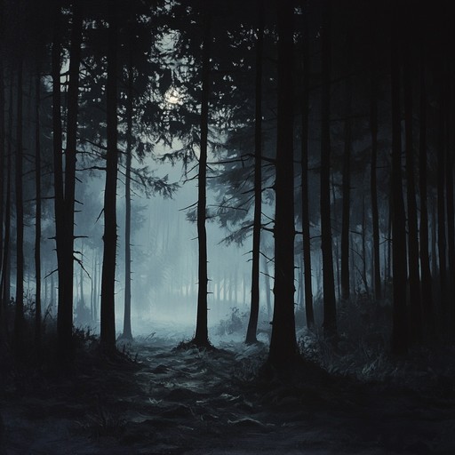 A dark, suspenseful banjo tune weaving through an eerie forest, echoing with ghostly whispers and the rustling of unseen creatures, creating an unsettling and mysterious atmosphere