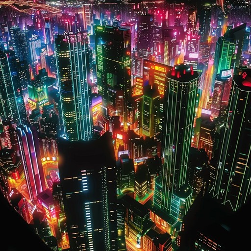 An evocative and futuristic piece blending sensual melodies and pulsating cyberpunk beats. Using synthesizers and deep bass, the track creates a mysterious and alluring atmosphere, reminiscent of late night urban landscapes lit by neon lights.