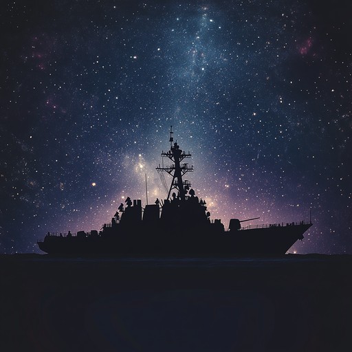 An enigmatic instrumental piece capturing the mystique of the russian navy with mystical, melodic lines and patriotic undertones. Reflects the icy seas, grand ships, and historical valor of russian sailors. Ethereal synthesizers weave through sweeping orchestrations, creating a blend of traditional russian tones and modern, mystical soundscapes.