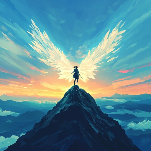 A soaring instrumental piece blending orchestral strings with electronic elements, capturing the exhilarating sensation of breaking free from constraints and ascending into limitless skies. Inspired by the emotive soundtracks of epic anime adventures, this composition builds from a gentle introduction to a powerful climax, evoking feelings of liberation and hope.
