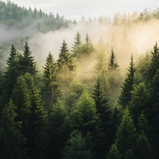 An alternative approach where the ethereal melodies blend with soft wind chimes, enhancing the feeling of traversing through unseen landscapes filled with wonders from a time long past.