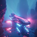 futuristic russian naval expedition with electronic waves