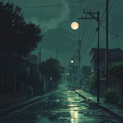 An instrumental trip hop track with smooth beats and lush melodies echoing through moonlit urban streets