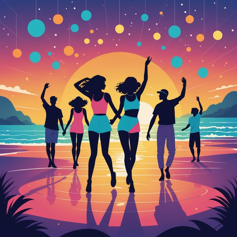 This alternative track version adds subtle electronic elements and increased tempo to enhance the party like, joyful vibes, creating a festive late night dance atmosphere at the beach.