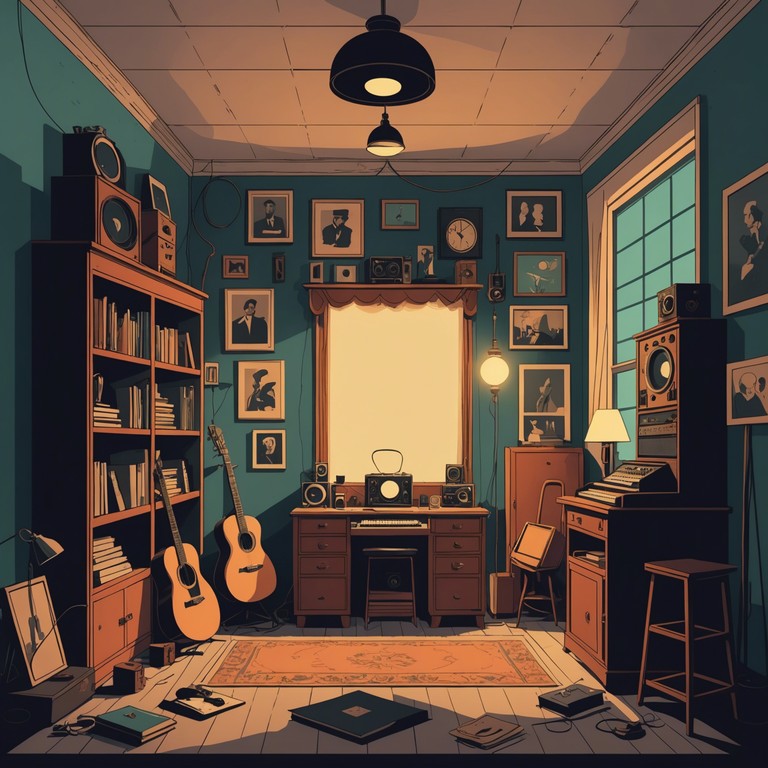 This composition inclines towards the chilling whispers and murmuring echoes bouncing off a seemingly deserted theater, as spectral apparitions loom behind dusty stage masks.