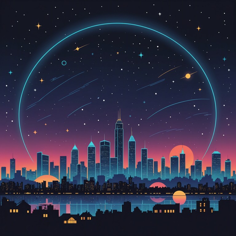 As the city sleeps, the streets light up with neon, pulsing with the energetic rhythms of lively synthwave music. A perfect blend of retro inspired tunes and modern day electronic vibes, this piece captures the essence of a vibrant night in a bustling metropolis. Bask in the luminescent glow and feel the upbeat tempo bring the night to life.