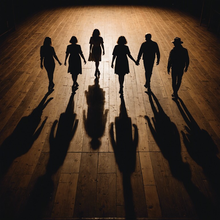 Imagine an old ballroom where dancers perform under the weight of unspoken fears and unmet desires, their movements sharp and fraught with tension. The music escalates their nervous energy, intertwining with their intricate steps to form a story of complex emotions.