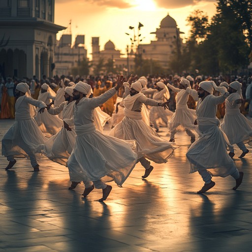 Imagine a fusion that takes bhangra beyond its traditional confines, mixing electronic dance music elements that make it entirely new yet familiar. Perfect for festival scenes or global dance parties.