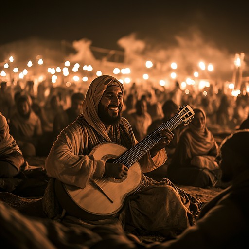 A lively instrumental featuring oud melodies and dynamic rhythms, embracing the joyous atmosphere of a middle eastern celebration.