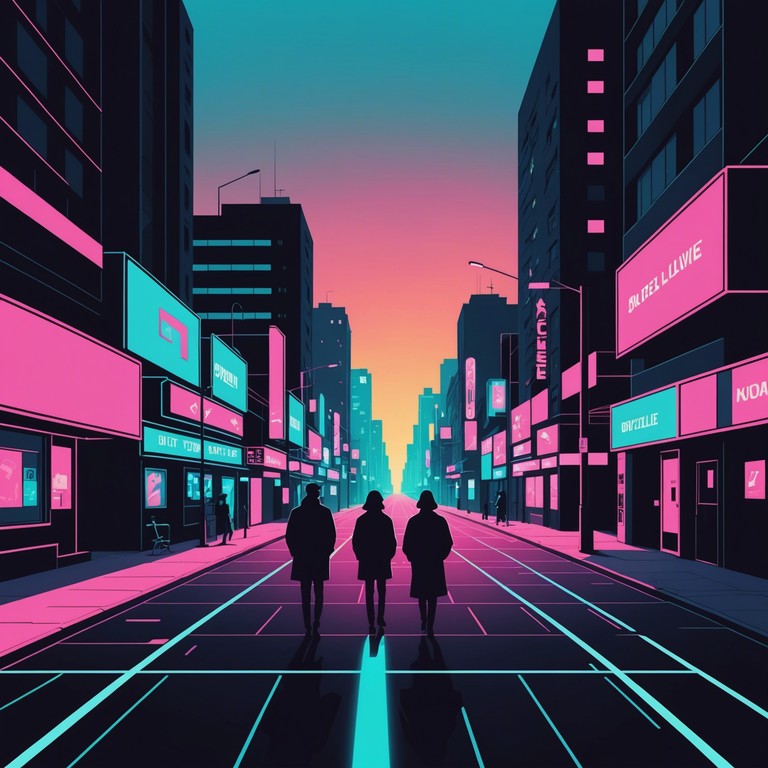 The track features atmospheric synth layers, pulsating beats, and bursts of electronic harmonies designed to evoke a feeling of neon lit city streets merging with determined, futuristic undertones. This song represents the essence of a cyberpunk cityscape where technology meets human resilience.