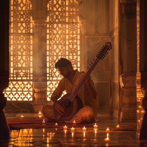 A captivating hindustani raga featuring slow, deliberate sitar notes that weave through intricate tabla rhythms, creating an atmosphere of sensuality and intimacy. The slow tempo allows each note to breathe, building an emotional connection and inviting listeners to experience a transcendent blend of love and longing.