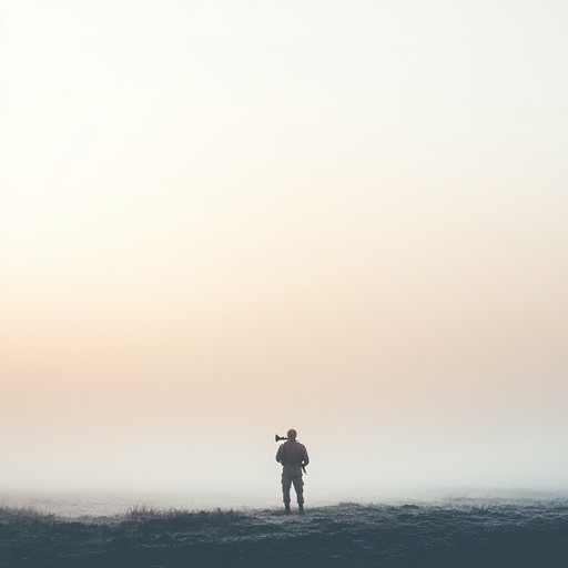 A stirring instrumental piece combining the solemnity of a military march with the emotional pull of yearning, featuring the mournful sounds of a solo bugle echoing across a battlefield