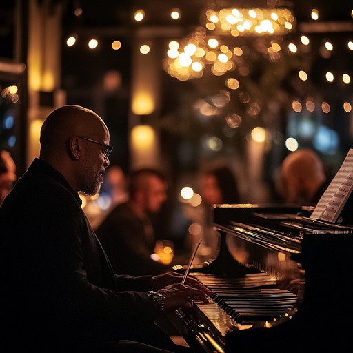 Step into a sophisticated 70s evening lounge where smooth jazz fusion sets a relaxed yet vibrant mood. The saxophone leads, supported by double bass, gentle drumbrush, and crisp piano, crafting an elegant and inviting atmosphere.