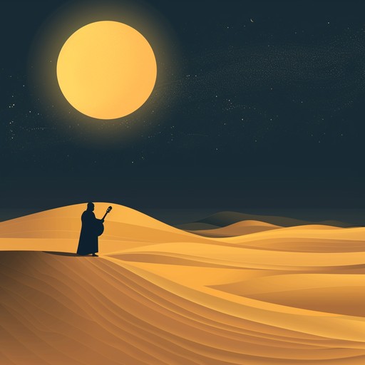 An instrumental piece that evokes the serene beauty of the middle eastern desert under a moonlit sky, blending traditional scales and modern harmonies for a truly captivating experience.