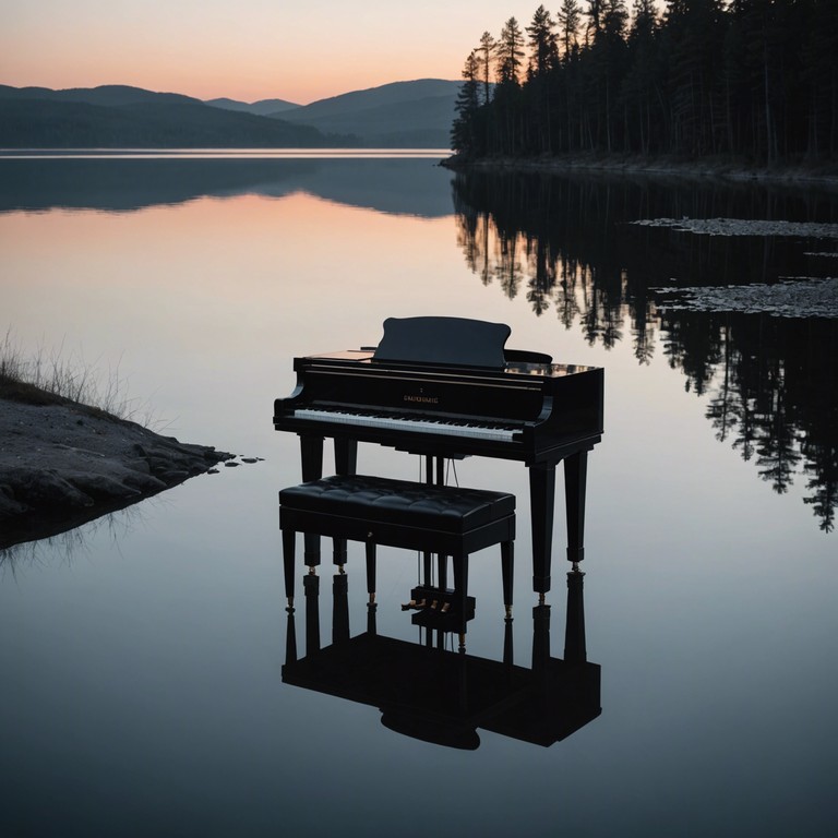 Channeling deep emotional reflections like a serene lake mirroring the complexities of the soul, this music composition draws on the power of ethereal tones from a grand piano to create a tranquil yet profound auditory narrative.