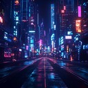 a soothing instrumental journey through a cyberpunk neon city.