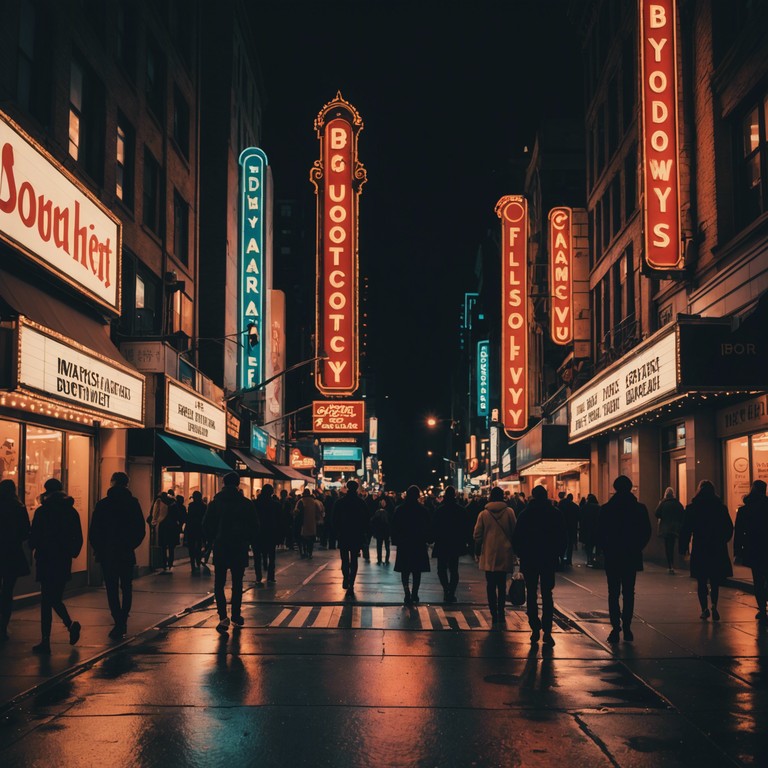 This instrumental captures the essence of a bustling broadway performance, filled with dynamic rhythms and larger than life sensations. Perfect for evoking the feel of city life and theater aspirations, the music rhythmically struts the intersection of dreams and dramatic flair with an infectious energy and a hint of nostalgia for the golden era of musicals.