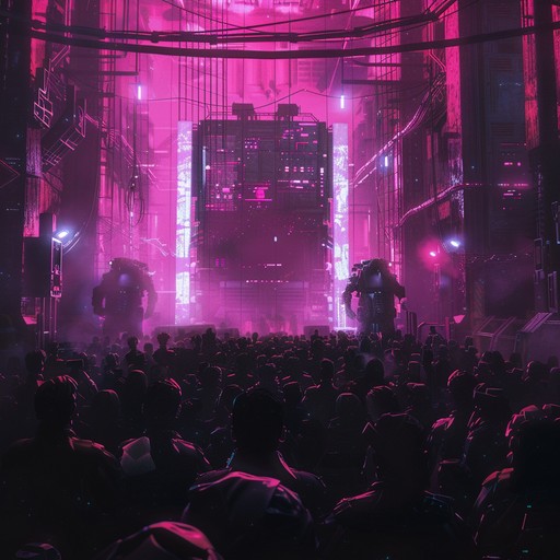 This pulsating techno banger is perfect for a futuristic underground rave. Gritty, distorted synths and relentless, pounding beats create an aggressive, dark atmosphere. Glitchy, robotic sound effects add to the dystopian, cyberpunk vibe.