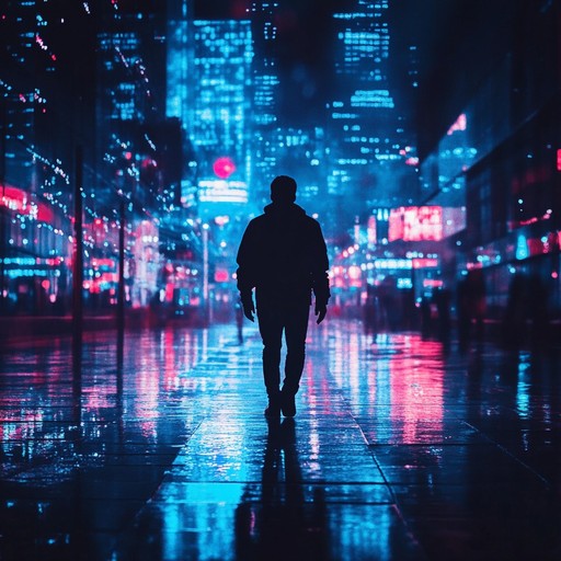 An ambient electronica track featuring mellow synths and soft beats, evoking the calm of wandering through peaceful urban landscapes at night. The music combines gentle rhythms and atmospheric pads to create a relaxing and contemplative soundscape.