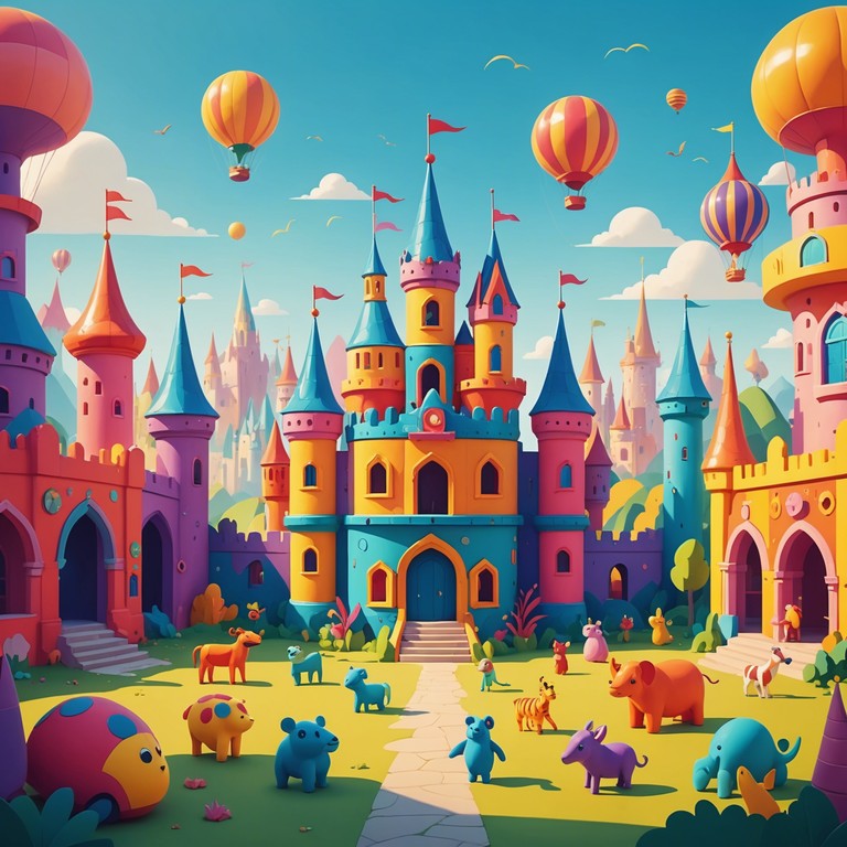 Step into a sonic realm where each note plays like a step through an enchanted castle made of dreams and toys. This composition fuses the innocent sounds of a child's playroom with the grandiosity of a ceremonial hall, providing a whimsically noble listening experience.