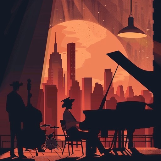 This track captures the essence of a late-night walk through a bustling city, with smooth jazz tones that evoke a soothing yet vibrant atmosphere. The artful blending of subtle city sounds with jazz instruments sets a scene of urban elegance and romantic allure.