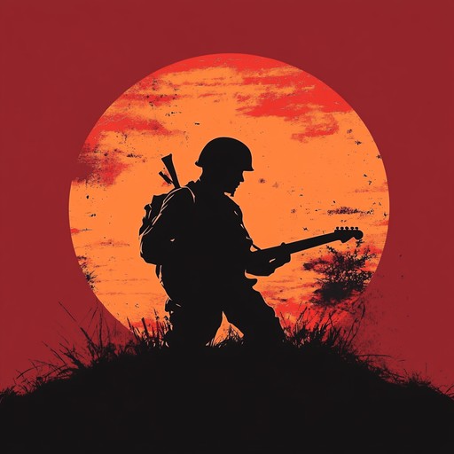Distorted electric guitar mixed with marching drum patterns creating a dynamic and raw anthem celebrating national resilience and pride. Distorted electric guitar mixed with marching drum patterns creating a dynamic and raw anthem celebrating national resilience and pride.