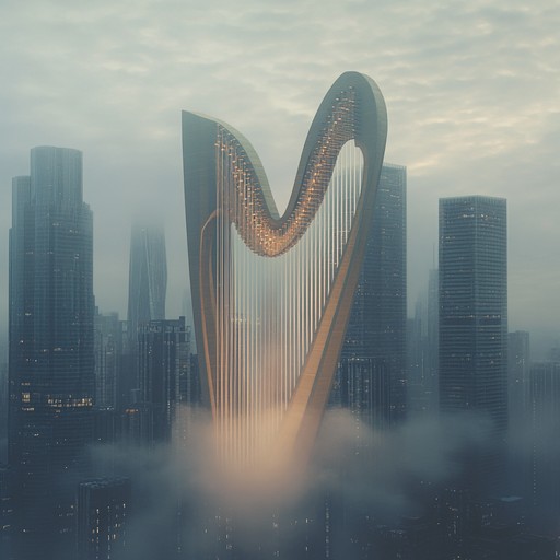 An instrumental piece where the ethereal tones of the celtic harp intertwine with futuristic electronic rhythms, creating a journey that bridges ancient traditions and future possibilities, evoking a sense of nostalgia and anticipation.