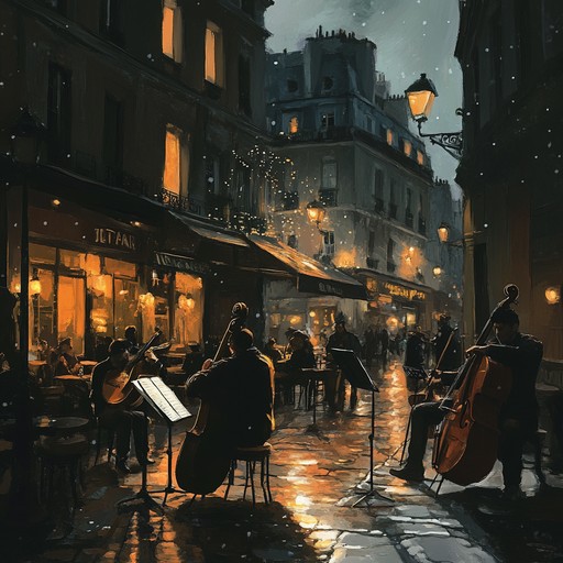 A vibrant composition blending jazz elements with swinging rhythms, evoking the lively atmosphere of a parisian cabaret, featuring energetic accordion melodies that transport listeners to a night of music and dance