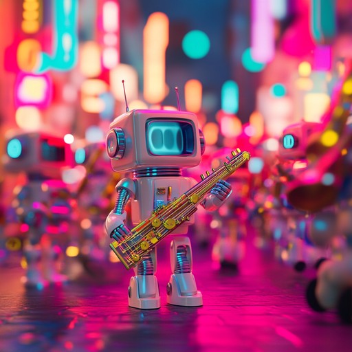 A dynamic track combining toy instrument tones with strong electronic melodies for an exciting auditory experience.