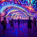 psychedelic carnival with pulsating synths and festive vibes.
