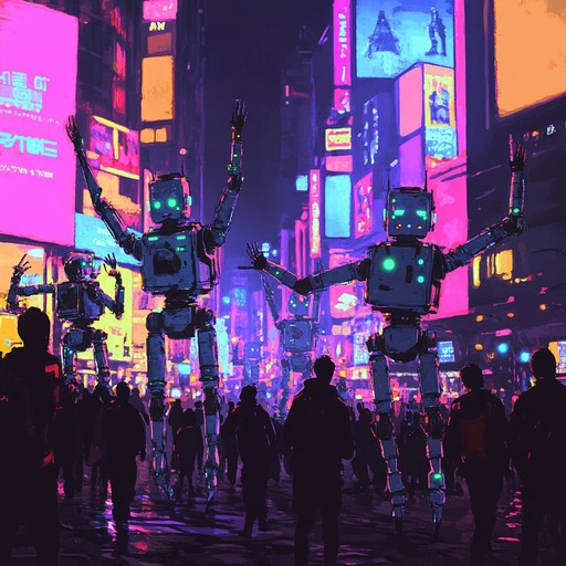 A funky instrumental track that captures the essence of urban life, blending city sounds with robotic elements for a quirky, upbeat groove. Features funky basslines, street percussion, and synth melodies mimicking a bustling metropolis with a playful twist.