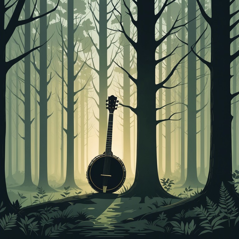 Imagine a scene deep within a breezy forest where the chaotic twirls of leaves and the unpredictable sounds of nature merge into an eerie yet vibrant composition. This track uses a banjo to bring forth the quirky, unexpected nature of freak folk, infused with a raw, unstructured rhythm that highlights the unpredictability of the wild.