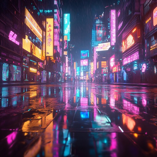 Let lush synth melodies and rhythmic basslines capture the essence of a vibrant night drive through a neon tinted city, creating a euphoric and cinematic experience.