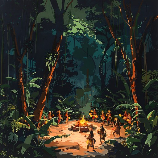 A thrilling blend of traditional tribal rhythms and modern production, capturing the essence of ancient jungle rituals. Drum patterns echo through dense foliage, creating an exhilarating adventure soundtrack.