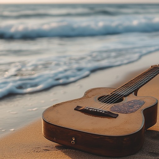 An instrumental piece that blends soft guitar melodies with subtle percussion to evoke the feeling of a tranquil walk along the shoreline under the sun.