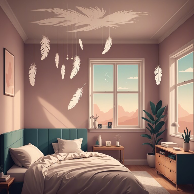 This track creates an engulfing sense of calm and peacefulness with a euphoric, light hearted atmosphere that simulates the feeling of drifting into dreamland on a soft cloud. The use of minimalistic, echoic electric piano riffs enhances its bedroom ambiance, making it perfect for relaxation or introspective moments.