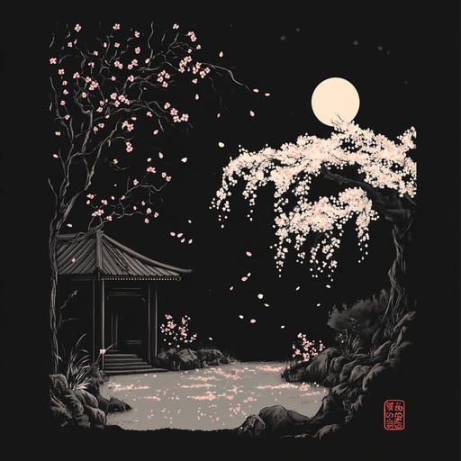 An instrumental jpop piece that evokes the serene atmosphere of cherry blossoms gently falling in a quiet japanese garden, combining soft melodies with tranquil ambient sounds to soothe the listener's soul.