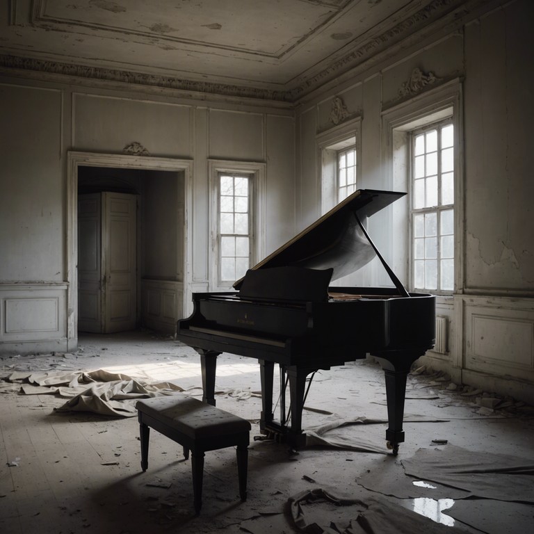 A beautifully dark piano ballad, 'echoes in the void' serves as a melancholic and haunted musical exploration of abandonment, merging slowly played, somber piano notes with the spectral ambiance of an ancient, derelict manor.