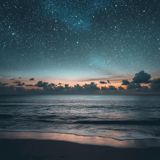 This track encapsulates the gentle, rhythmic whisper of midnight ocean waves, offering a serene auditory escape. Designed to evoke the tranquility and vastness of the sea at night, the music flows smoothly, resembling the soft, repetitive sounds of water caressing the shore under a starlit sky.