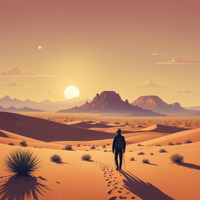 This track combines traditional country music elements with middle eastern instruments and motifs, creating a unique sound that evokes images of vast deserts under a scorching sun. The music progresses with a rhythmic interplay between the banjo and oud, supported by subtle percussive beats, embodying the fusion of western and eastern cultures.