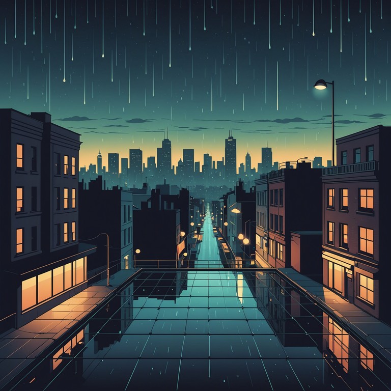 A composition that transports the listener to a tranquil night under city lights, where the beats resonate with the sound of falling rain, blending solitude with the vibrant city life outside.