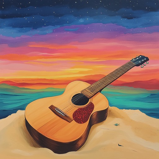 A melodic acoustic guitar piece that captures the gentle embrace of ocean waves, evoking feelings of peace and contentment, ideal for moments of relaxation.