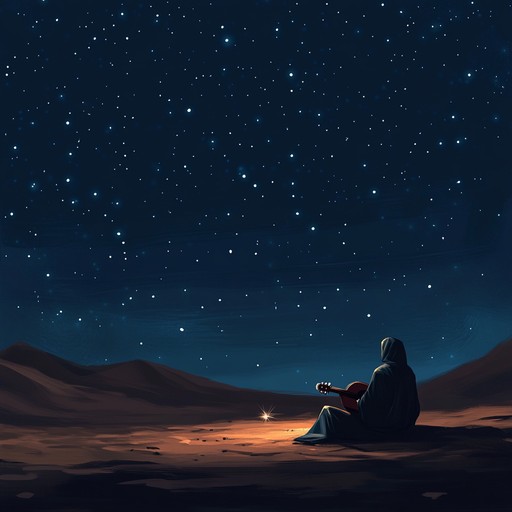 An instrumental piece that blends traditional middle eastern sounds with ambient tones, creating a soothing atmosphere reminiscent of a peaceful evening in the desert.