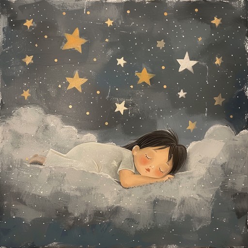 A gentle and soft nursery rhyme with a serene melody intended to soothe and calm young children before sleep. The song utilizes a peaceful acoustic guitar playing a slow, repetitive pattern, complemented by soft background harmonies creating a tranquil atmosphere perfect for bedtime