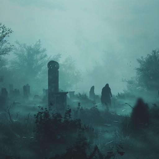 A chilling orchestral journey where eerie melodies and ghostly harmonies create a haunting atmosphere, evoking visions of misty landscapes and forgotten memories. The piece flows with somber violins, eerie woodwinds, and distant, resonant percussions that blend into a spooky, mysterious soundscape.