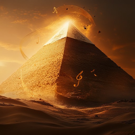 An instrumental orchestral composition that fuses cinematic grandeur with the haunting melodies of ancient egyptian music, painting vivid soundscapes of pharaohs, pyramids, and timeless deserts, evoking awe and a sense of epic journey