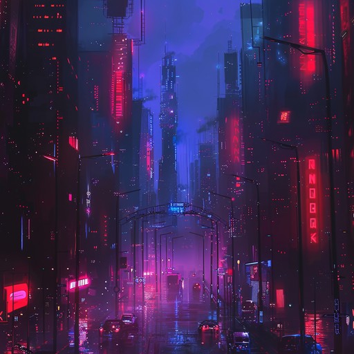 A track combining synth driven cyberpunk elements with moody jazz undertones, embodying a mysterious and dark futuristic soundscape.